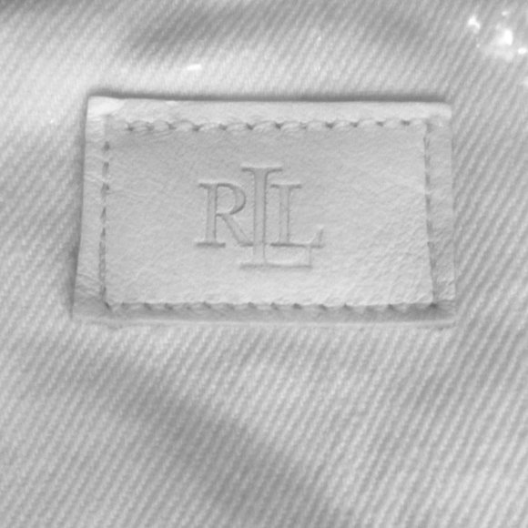 Sz XL Ralph Lauren Alabaster Wash WHITE Denim Fitted Jacket w/ BLACK Embroidery - Picture 3 of 5